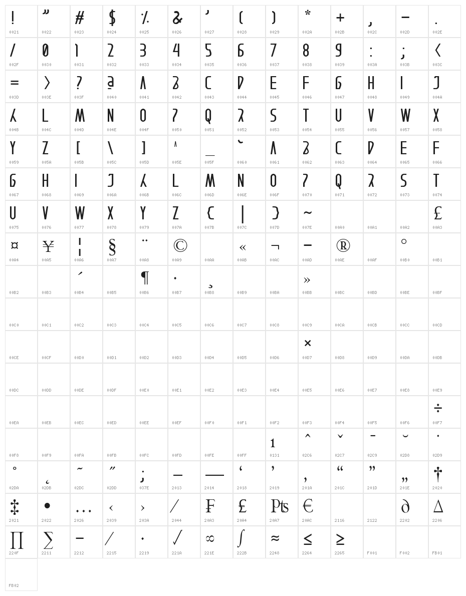 < AFTERAIN /> Character Map