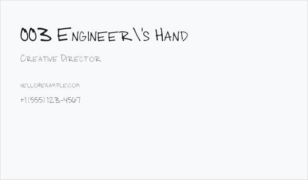 003 Engineer's Hand Business Card