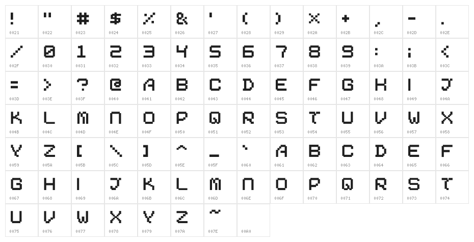 01 Digit2000 Character Map