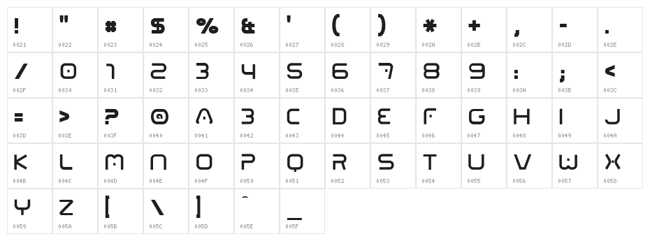 01 Digitall Character Map