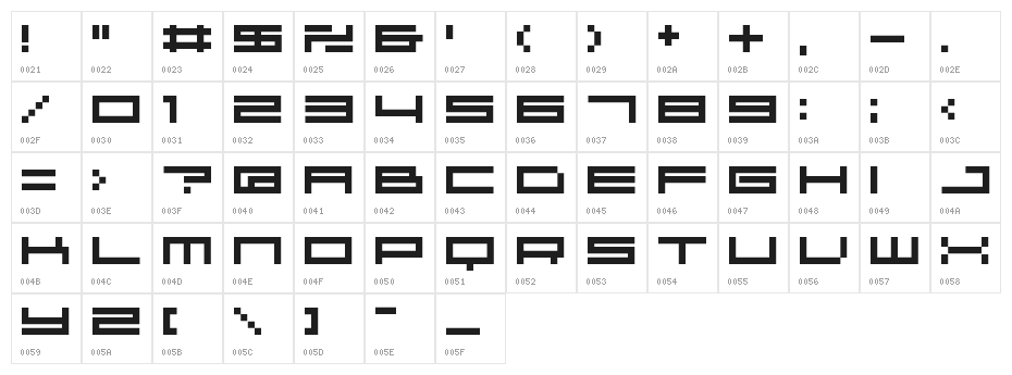 04b 31 Character Map