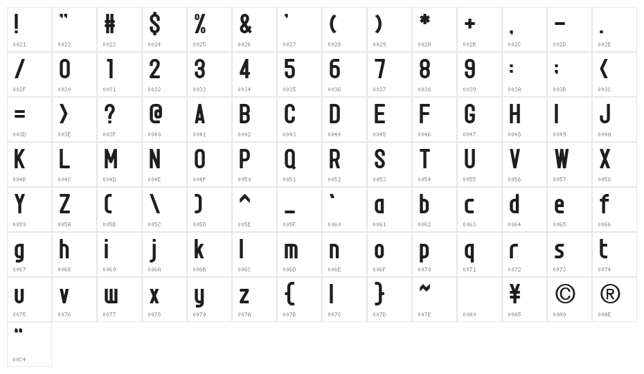 071MKSDBoldB Character Map
