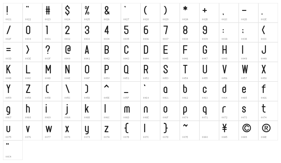 071MKSDMediumA Character Map