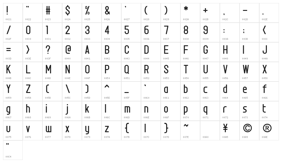071MKSDMediumB Character Map