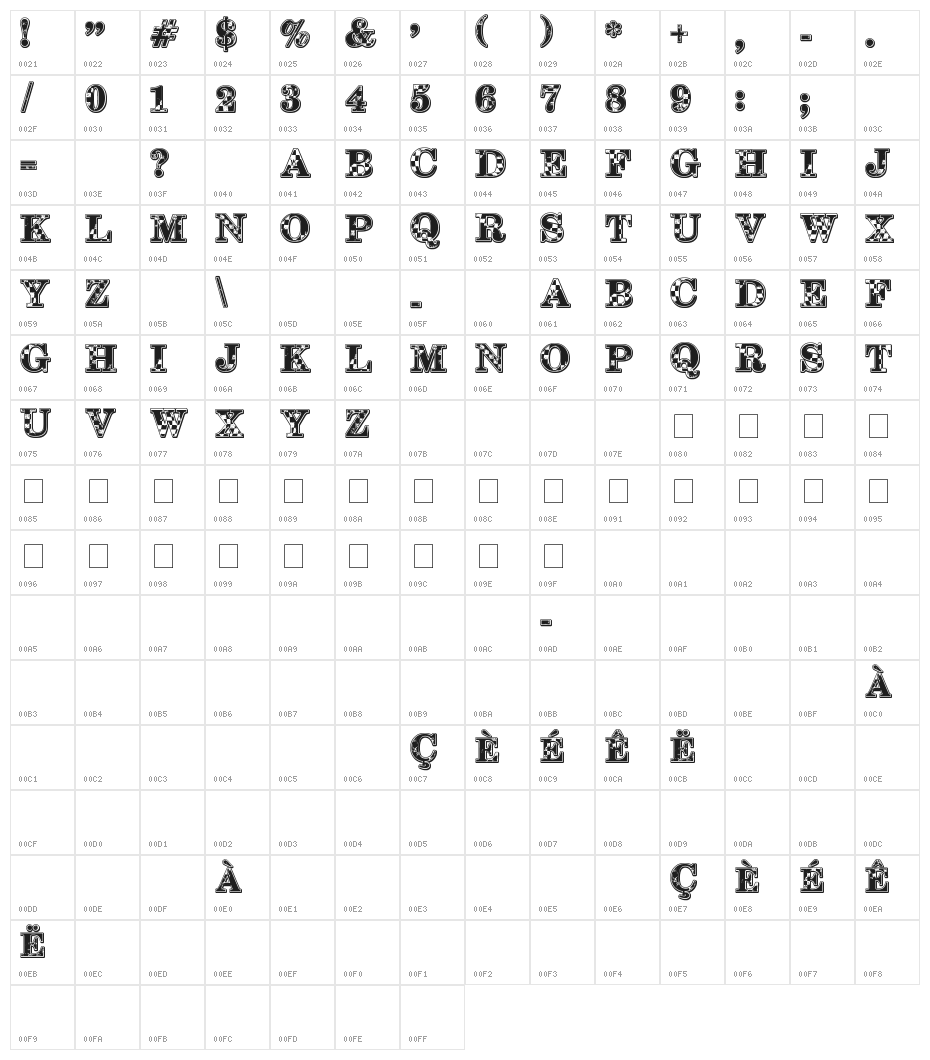 1-2-3 GO! Character Map