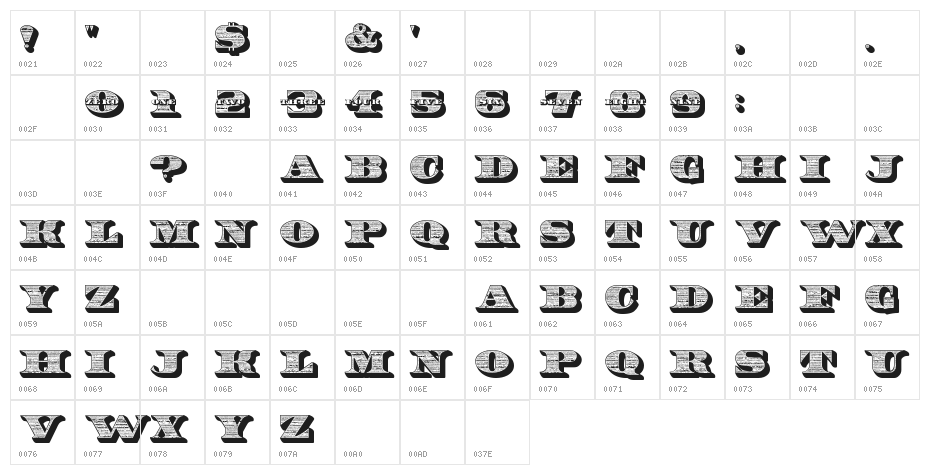 10 Bucks Character Map