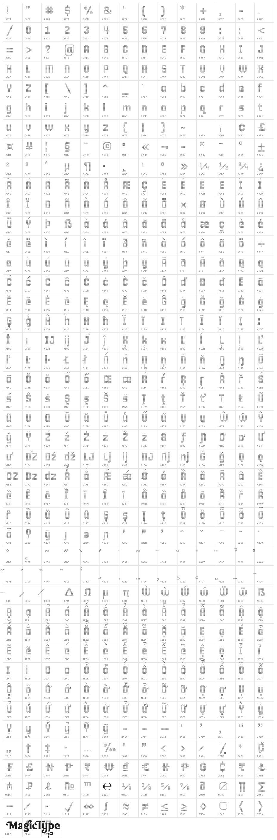 10 Pixel Regular Character Map