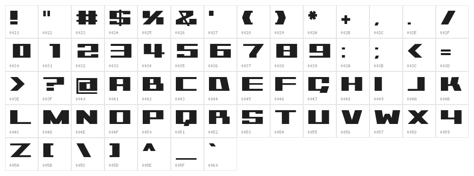 1000000volt Character Map