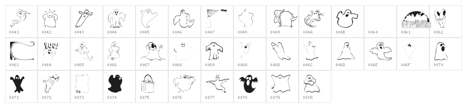 101! A Ghostly Font Character Map