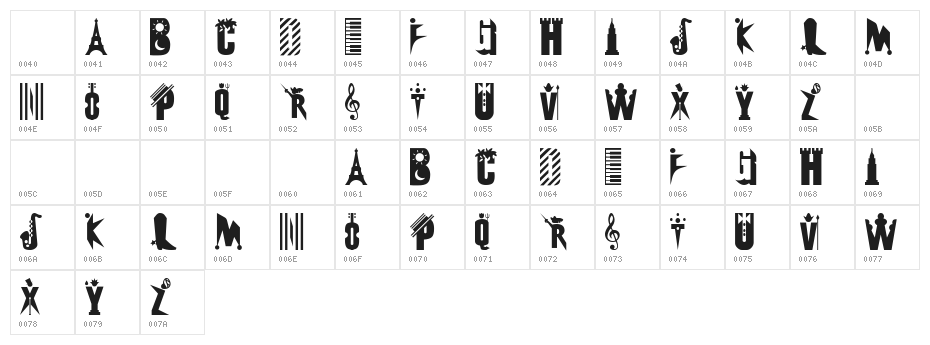 101! Abstrakt DeZign Character Map