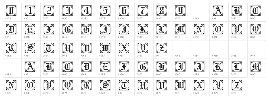 101! Antique Alpha II Character Map