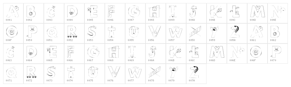 101 Anuther PictoBet Character Map