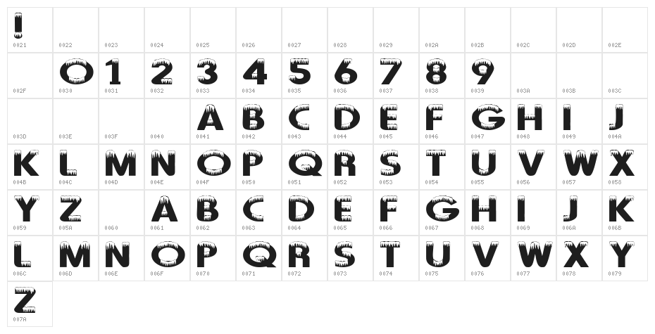 101! Arctic Blast Character Map