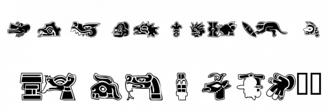 101! Aztec SymbolZ Schriftart Kleinbuchstaben