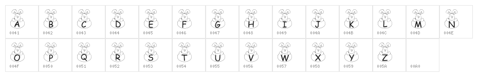 101! Bunny Hug Character Map