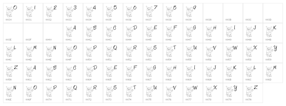 101! Bunny SayZ... Character Map