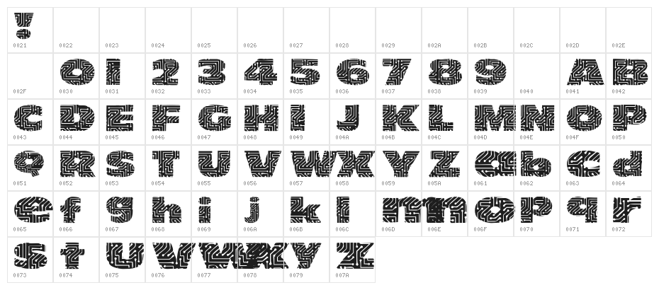 101! Circuit Board Character Map