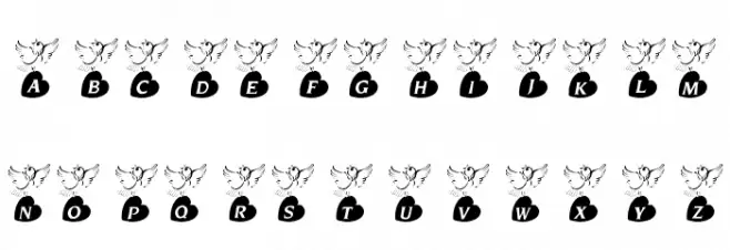 101! Doves Heart Font UPPERCASE