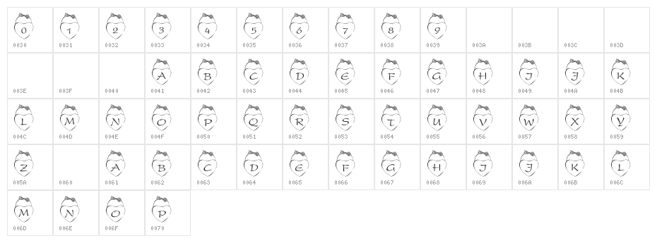 101! Hang Your Heart Character Map