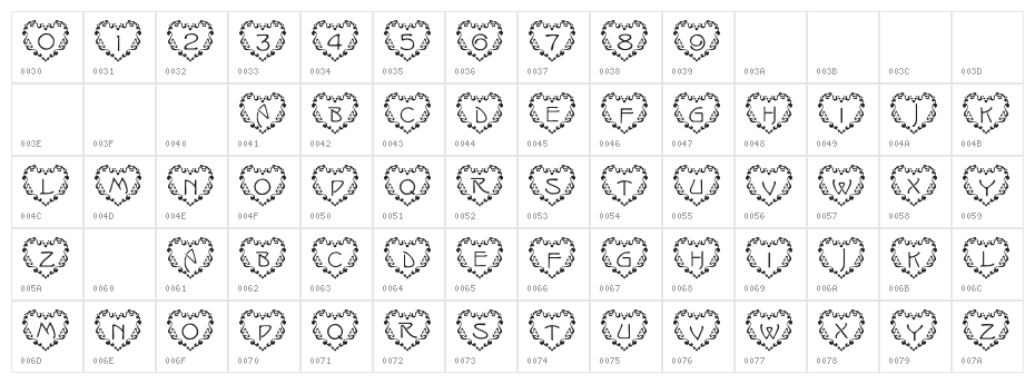 101! Just Anuther Heart Font Character Map