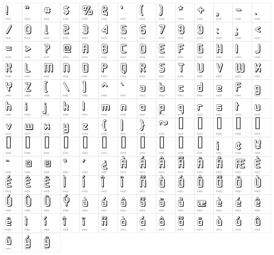 11S01 Black Tuesday Offset Character Map