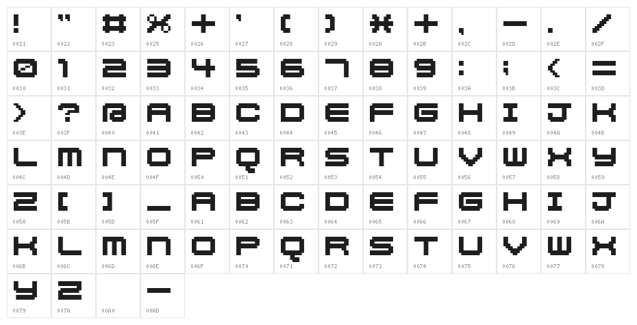 11px2bus Character Map