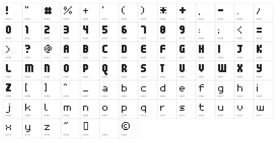 11px3bus Character Map