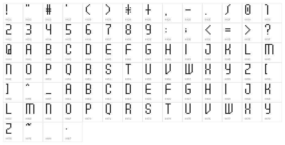 11pxbus Character Map