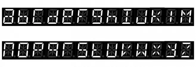 14 SegmentLED Schriftart Kleinbuchstaben