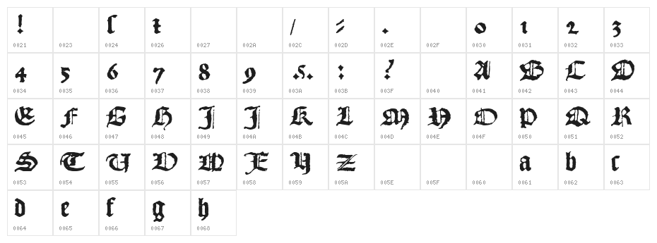 1492_Quadrata_lim Bold Character Map