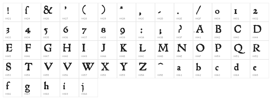 1543HumaneJenson Bold Character Map