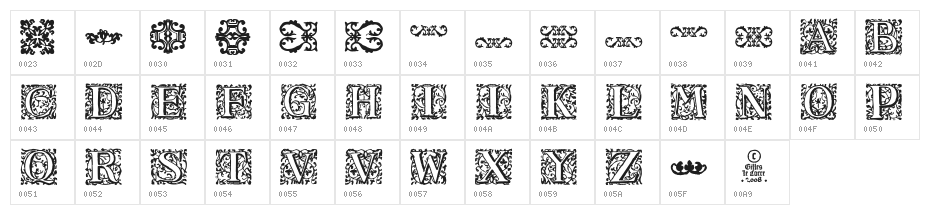 16th_Arabesques Character Map