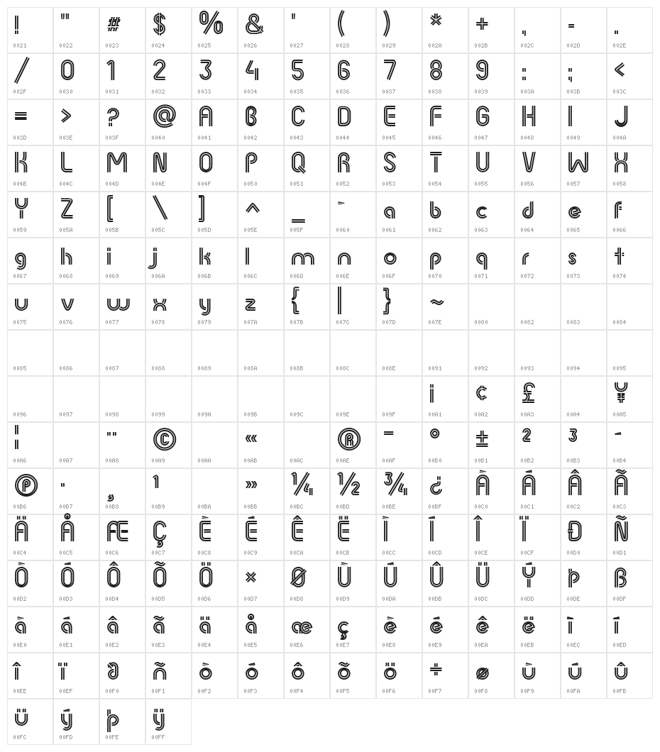 1970 Porno Regular Character Map