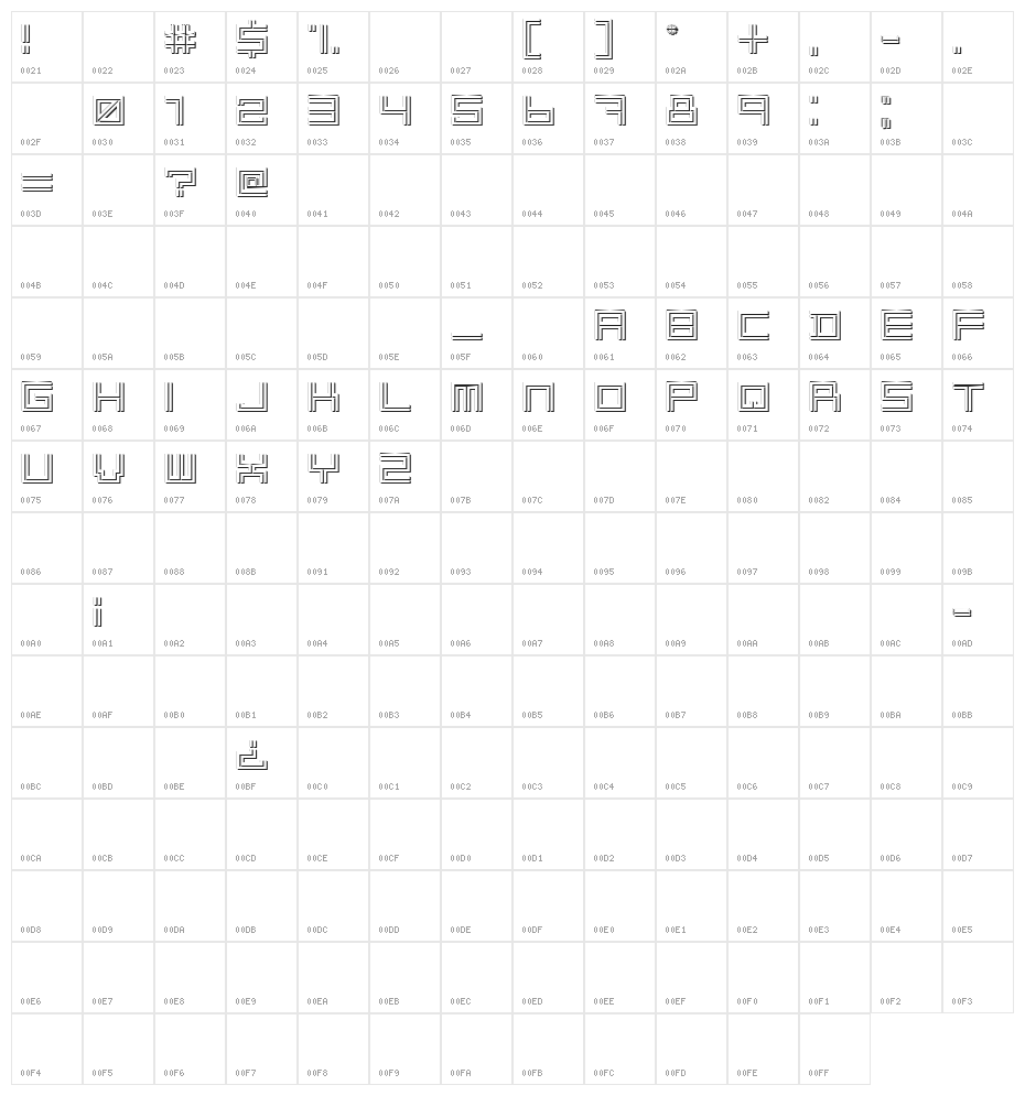 2 Lines shadow Character Map