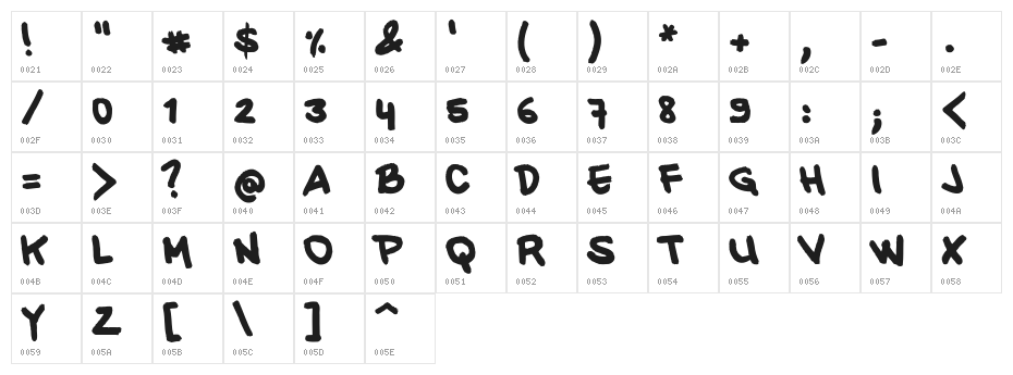 20 CENTS MARKER Bold Character Map