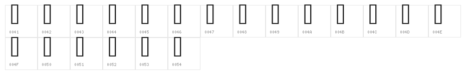 20 Faces.ttf Character Map