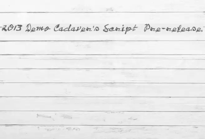 2013 Demo Cadaver's Script Pre-release. Caratteri examples