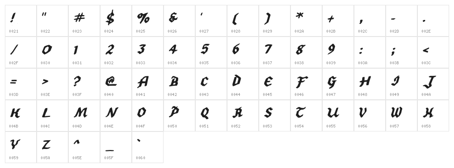 2013 Demo Hexagonal Delight Heavy Italic (Caps and numbers) for Mac Character Map