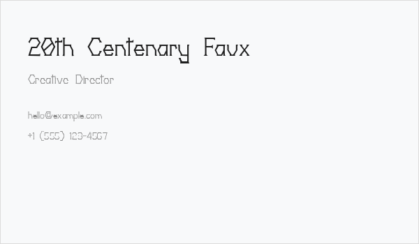 20th Centenary Faux Business Card
