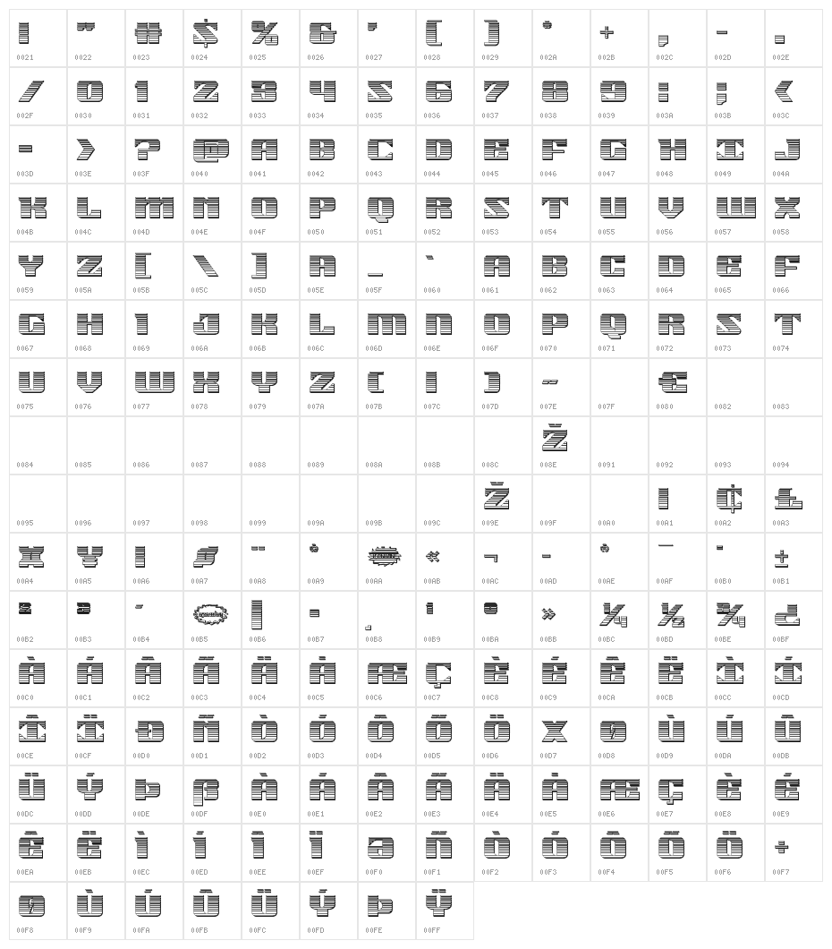 21 Gun Salute Chrome Character Map