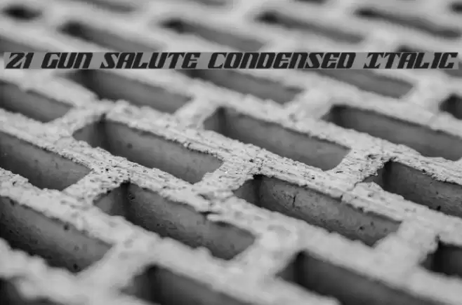 21 Gun Salute Condensed Italic Font examples