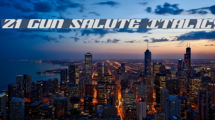 21 Gun Salute Italic Font examples