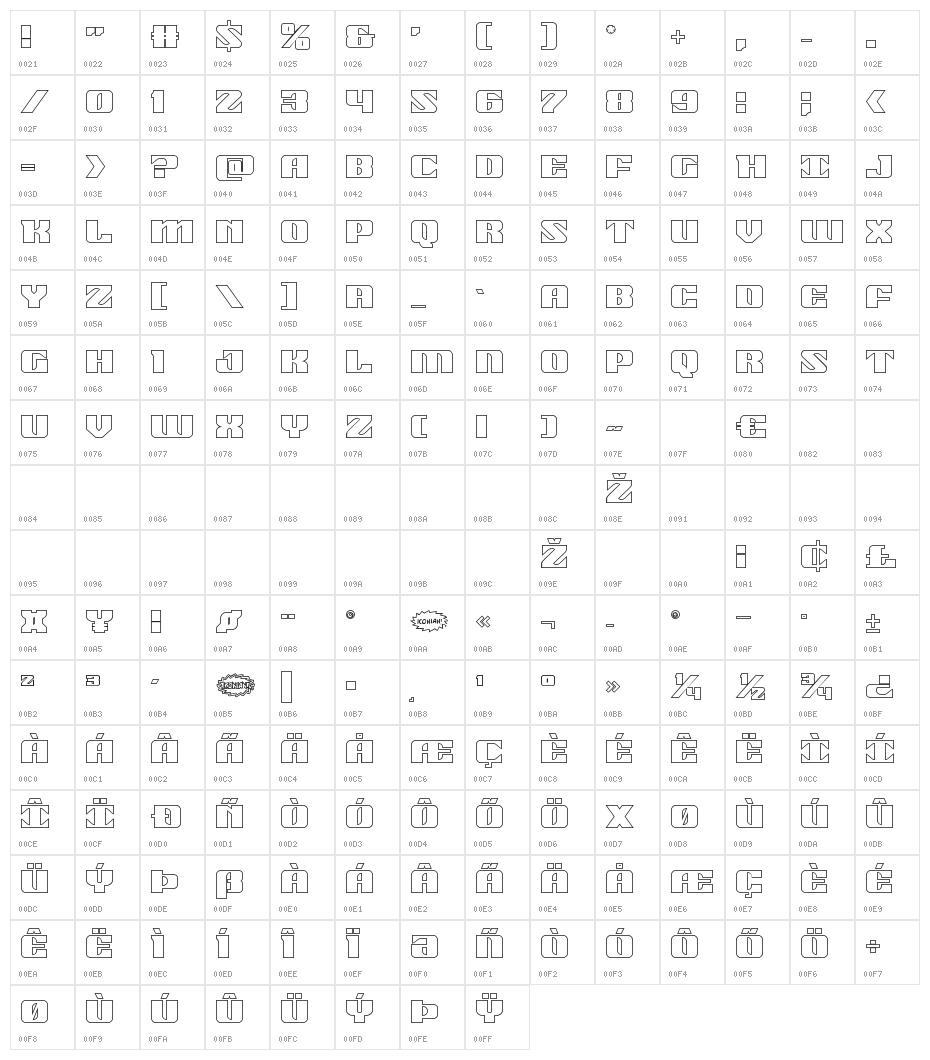 21 Gun Salute Outline Character Map
