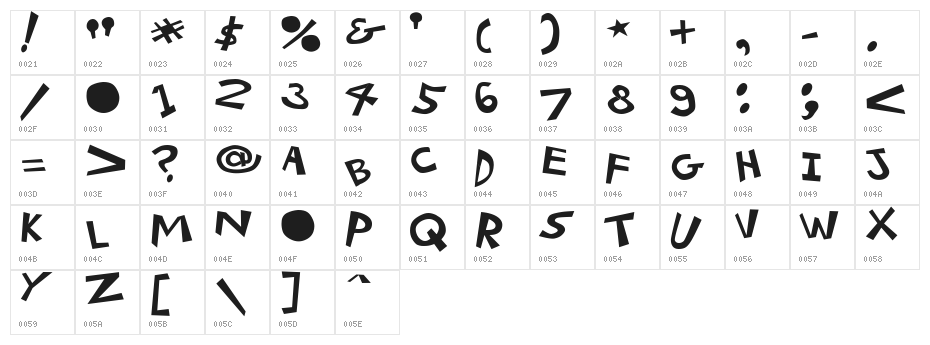 21 Kilobyte Salute Character Map