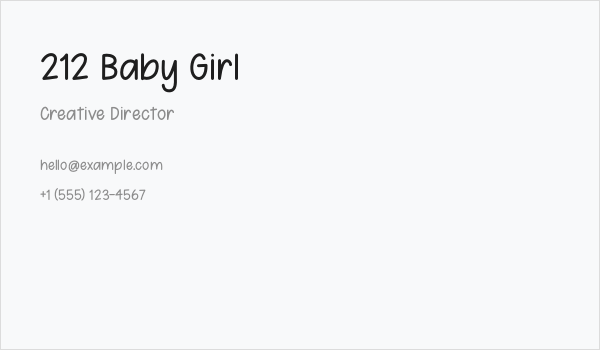 212 Baby Girl Business Card