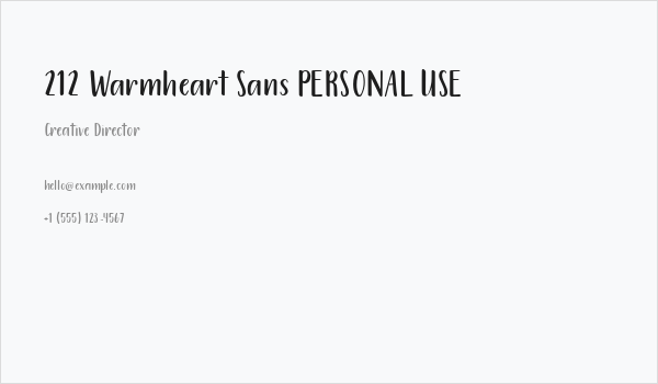 212 Warmheart Sans PERSONAL USE Business Card