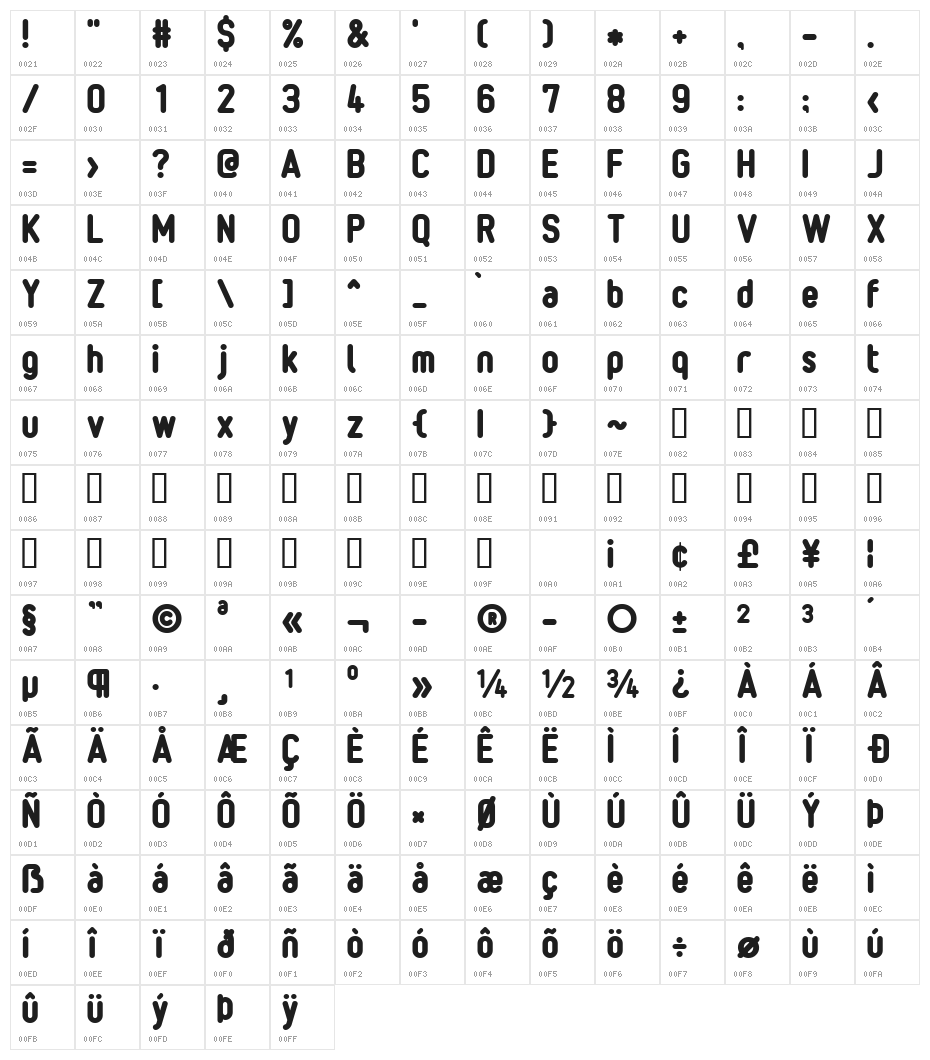 232MKSDRoundBold Character Map