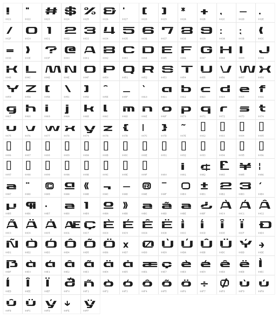 239SchabloneAl Character Map