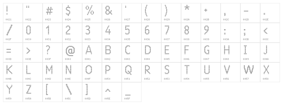 24 LED Character Map