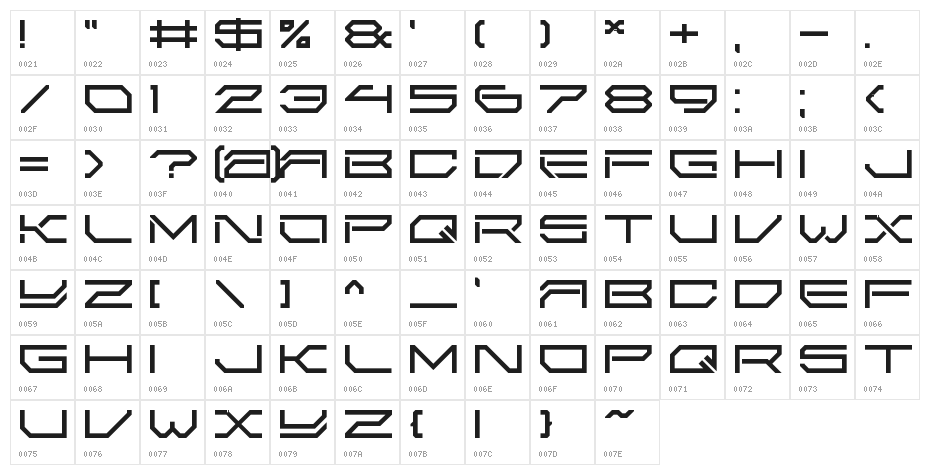 2589 LDR Regular Character Map